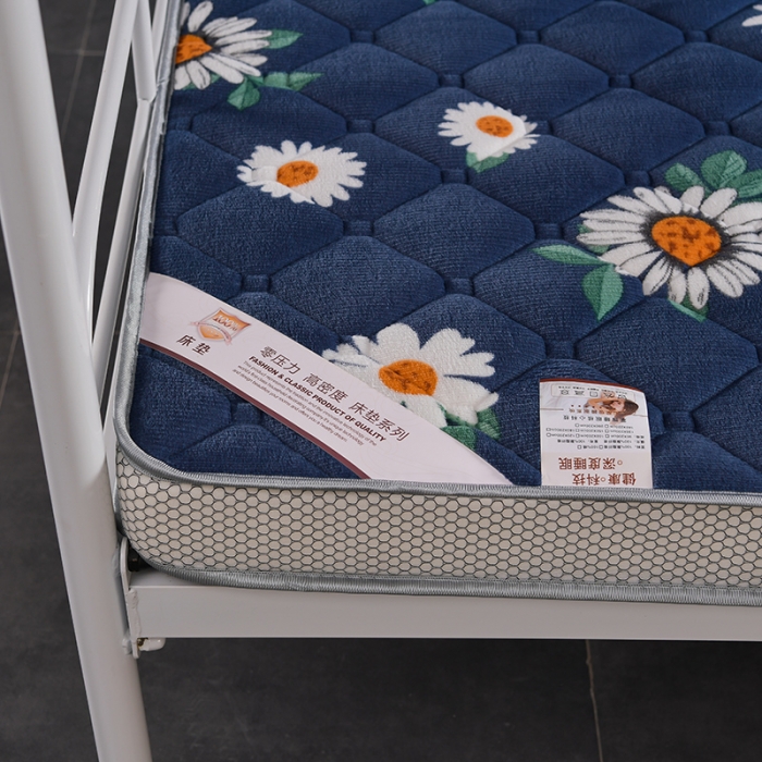 91家纺网 家纺一手货源 找家纺 亿丁点床垫 2021新款法莱绒针织立体床垫法莱绒小雏菊小床