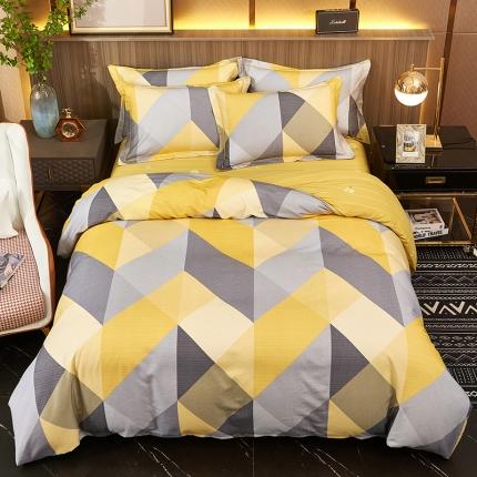 91家纺网 家纺一手货源 找家纺 （总）雲归梦2021全棉大版生态磨毛四件套格条花型第1批