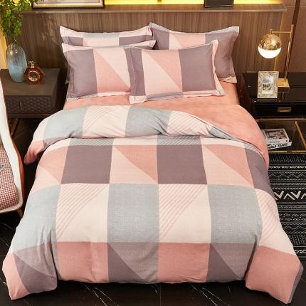 91家纺网 家纺一手货源 找家纺 （总）雲归梦2021全棉大版生态磨毛四件套格条花型第1批