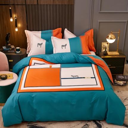 91家纺网 家纺一手货源 找家纺 （总）雲归梦2021全棉大版生态磨毛四件套格条花型第1批