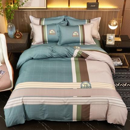 91家纺网 家纺一手货源 找家纺 （总）雲归梦2021全棉大版生态磨毛四件套格条花型第1批