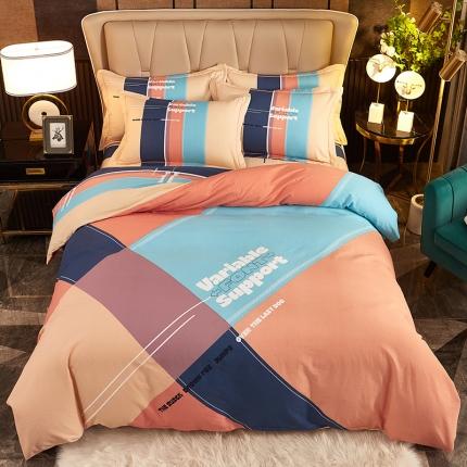 91家纺网 家纺一手货源 找家纺 （总）雲归梦2021全棉大版生态磨毛四件套格条花型第1批