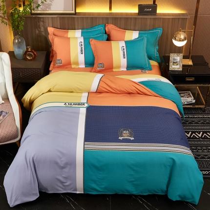 91家纺网 家纺一手货源 找家纺 （总）雲归梦2021全棉大版生态磨毛四件套格条花型第1批