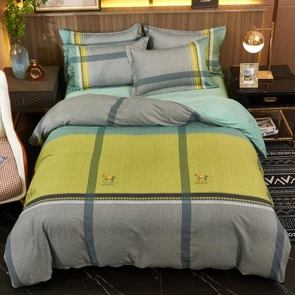 91家纺网 家纺一手货源 找家纺 （总）雲归梦2021全棉大版生态磨毛四件套格条花型第1批