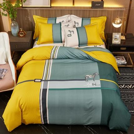 91家纺网 家纺一手货源 找家纺 （总）雲归梦2021全棉大版生态磨毛四件套格条花型第1批