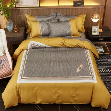 91家纺网 家纺一手货源 找家纺 （总）雲归梦2021全棉大版生态磨毛四件套格条花型第1批