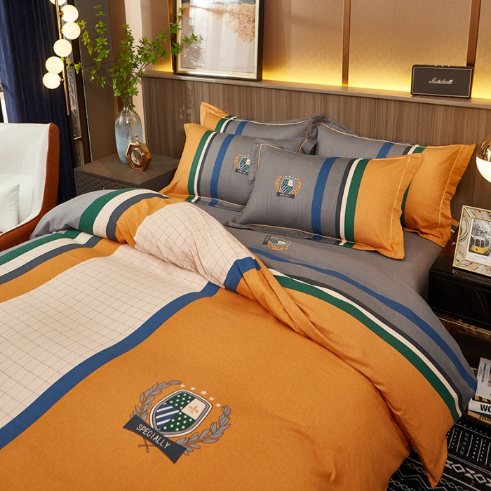 91家纺网 家纺一手货源 找家纺 （总）雲归梦2021全棉大版生态磨毛四件套格条花型第1批