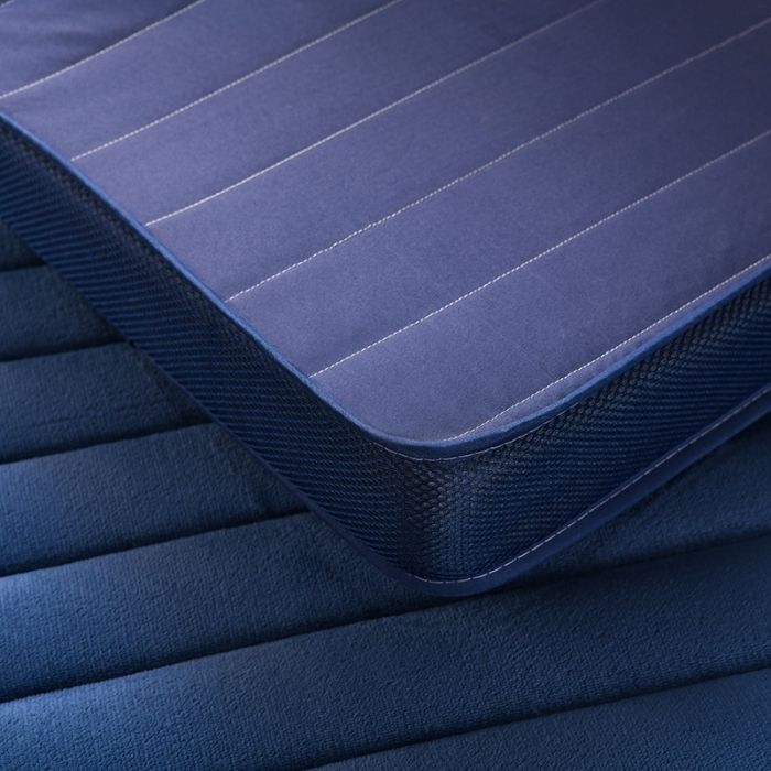 91家纺网 家纺一手货源 找家纺 亿丁点床垫 2021新款法莱绒针织立体床垫法莱绒宝蓝