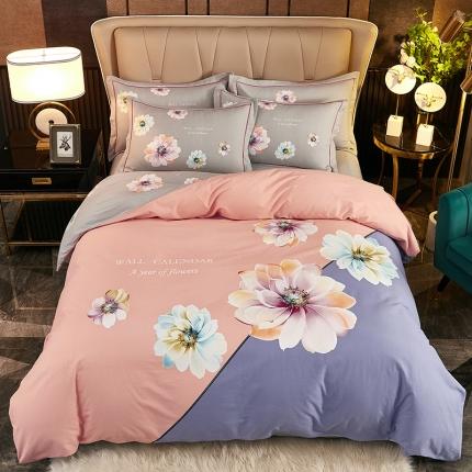 91家纺网 家纺一手货源 找家纺 （总1）雲归梦2021全棉大版生态磨毛四件套花卉花型第1批