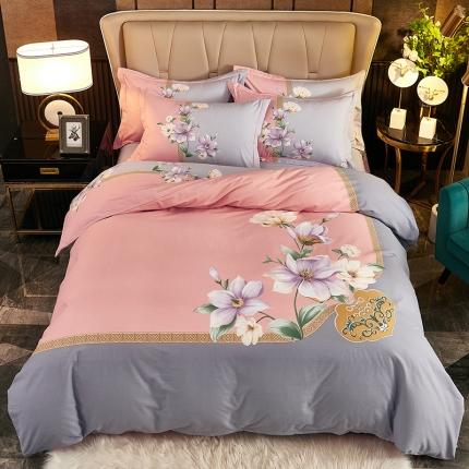 91家纺网 家纺一手货源 找家纺 （总1）雲归梦2021全棉大版生态磨毛四件套花卉花型第1批