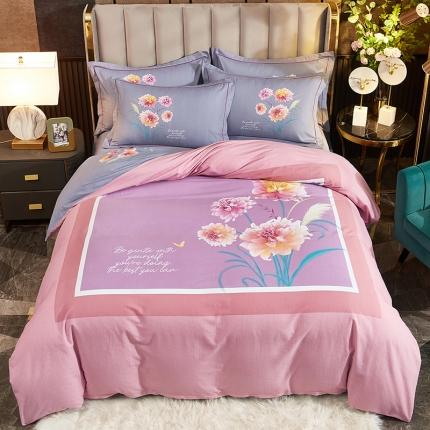 91家纺网 家纺一手货源 找家纺 （总1）雲归梦2021全棉大版生态磨毛四件套花卉花型第1批