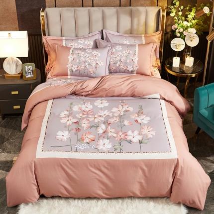 91家纺网 家纺一手货源 找家纺 （总1）雲归梦2021全棉大版生态磨毛四件套花卉花型第1批