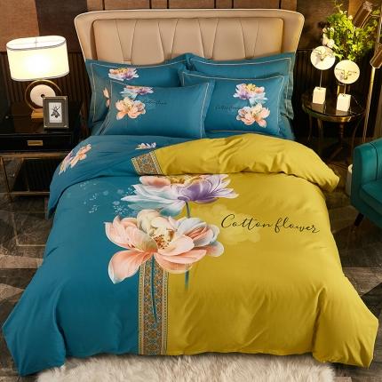 91家纺网 家纺一手货源 找家纺 （总1）雲归梦2021全棉大版生态磨毛四件套花卉花型第1批