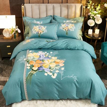 91家纺网 家纺一手货源 找家纺 （总1）雲归梦2021全棉大版生态磨毛四件套花卉花型第1批