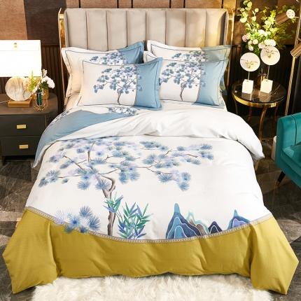 91家纺网 家纺一手货源 找家纺 （总1）雲归梦2021全棉大版生态磨毛四件套花卉花型第1批