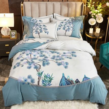 91家纺网 家纺一手货源 找家纺 （总1）雲归梦2021全棉大版生态磨毛四件套花卉花型第1批