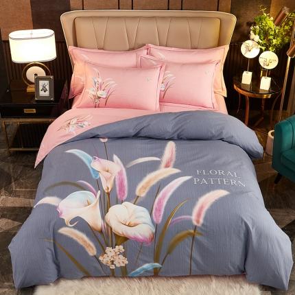 91家纺网 家纺一手货源 找家纺 （总2）雲归梦2021全棉大版生态磨毛四件套花卉花型第1批