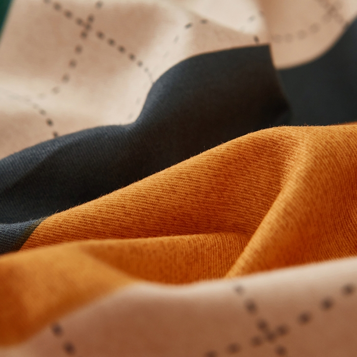 91家纺网 家纺一手货源 找家纺 雲归梦2021全棉大版生态磨毛四件套格条花型第1批 艾德蒙黄