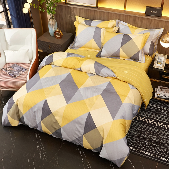 91家纺网 家纺一手货源 找家纺 雲归梦2021全棉大版生态磨毛四件套格条花型第1批 奥斯汀