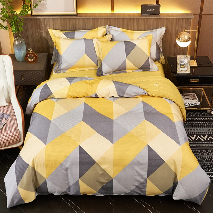 91家纺网 家纺一手货源 找家纺 雲归梦2021全棉大版生态磨毛四件套格条花型第1批 奥斯汀