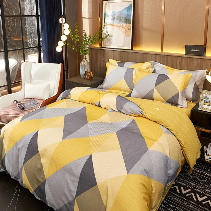 91家纺网 家纺一手货源 找家纺 雲归梦2021全棉大版生态磨毛四件套格条花型第1批 奥斯汀