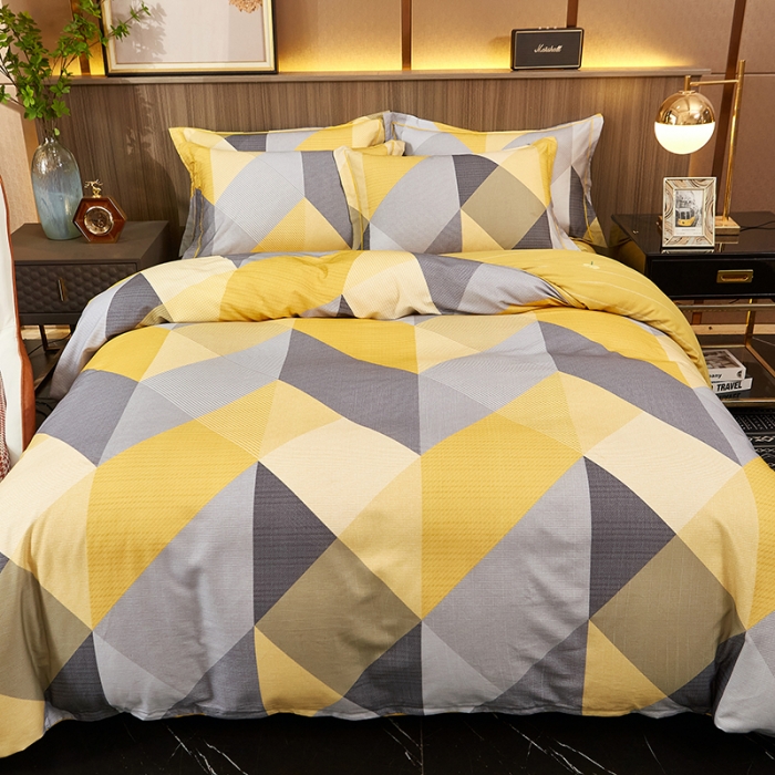 91家纺网 家纺一手货源 找家纺 雲归梦2021全棉大版生态磨毛四件套格条花型第1批 奥斯汀