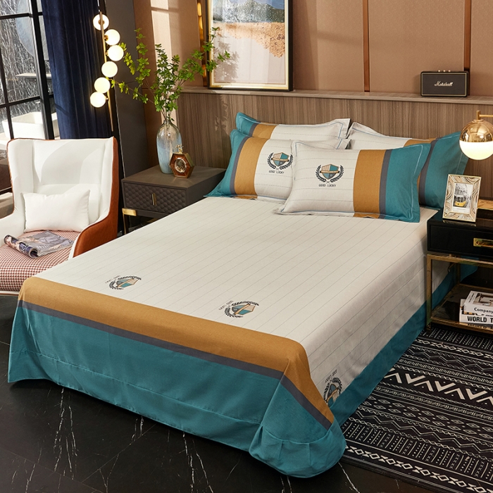 91家纺网 家纺一手货源 找家纺 雲归梦2021全棉大版生态磨毛四件套格条花型第1批 巴黎世家