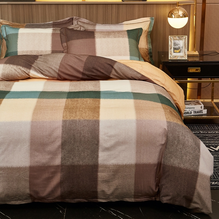 91家纺网 家纺一手货源 找家纺 雲归梦2021全棉大版生态磨毛四件套格条花型第1批 彼特