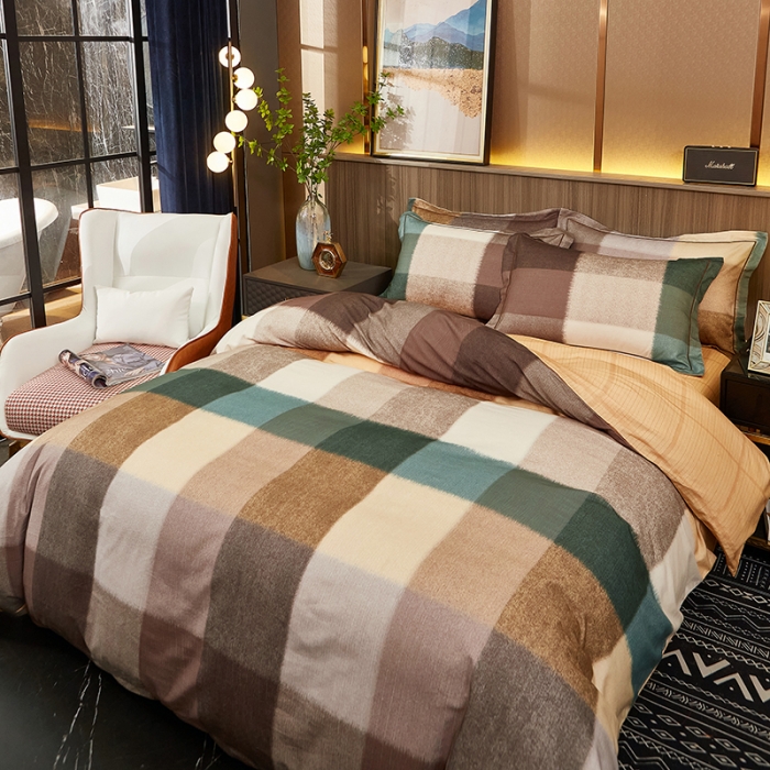 91家纺网 家纺一手货源 找家纺 雲归梦2021全棉大版生态磨毛四件套格条花型第1批 彼特