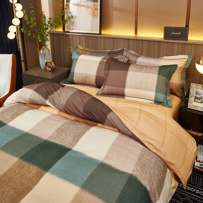 91家纺网 家纺一手货源 找家纺 雲归梦2021全棉大版生态磨毛四件套格条花型第1批 彼特