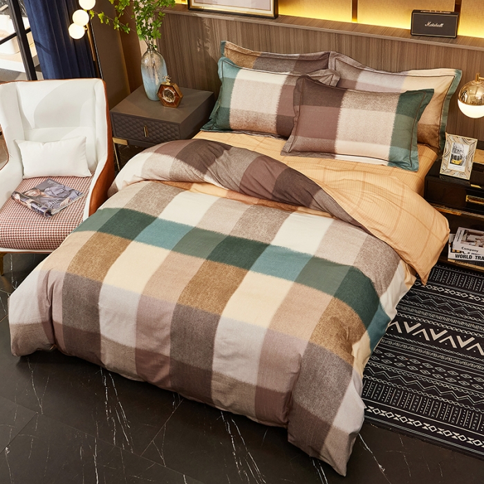 91家纺网 家纺一手货源 找家纺 雲归梦2021全棉大版生态磨毛四件套格条花型第1批 彼特