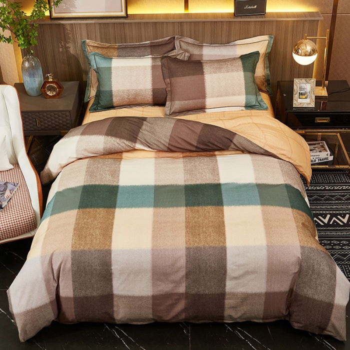 91家纺网 家纺一手货源 找家纺 雲归梦2021全棉大版生态磨毛四件套格条花型第1批 彼特