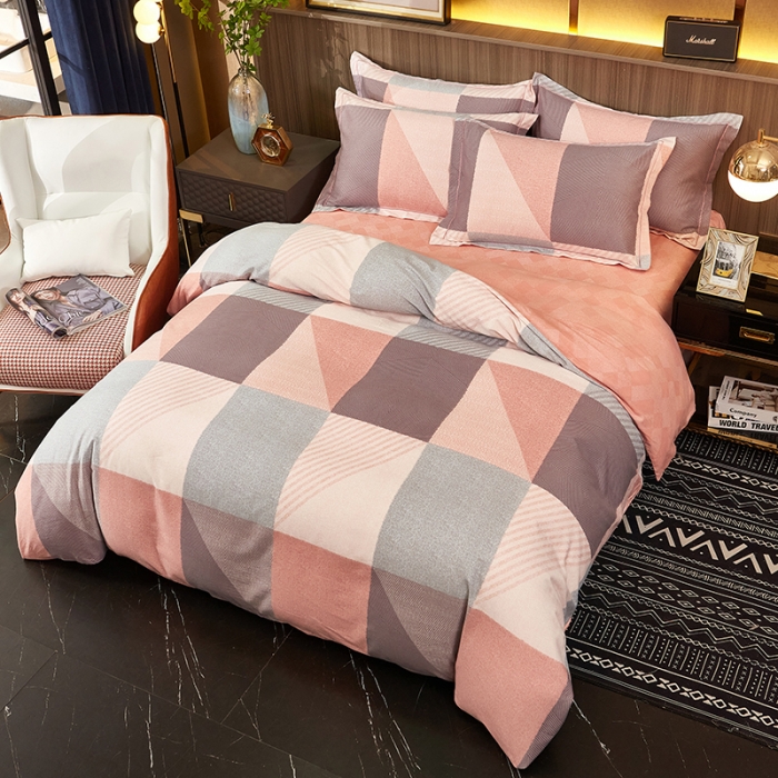 91家纺网 家纺一手货源 找家纺 雲归梦2021全棉大版生态磨毛四件套格条花型第1批 布莱格