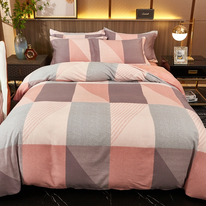 91家纺网 家纺一手货源 找家纺 雲归梦2021全棉大版生态磨毛四件套格条花型第1批 布莱格