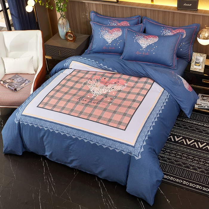 91家纺网 家纺一手货源 找家纺 雲归梦2021全棉大版生态磨毛四件套格条花型第1批 蝶恋花