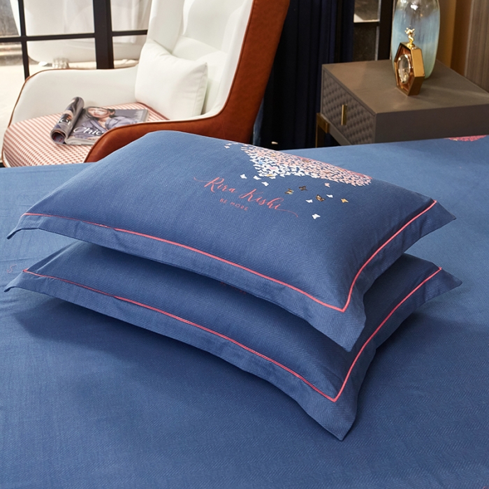 91家纺网 家纺一手货源 找家纺 雲归梦2021全棉大版生态磨毛四件套格条花型第1批 蝶恋花