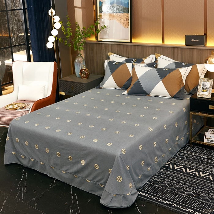 91家纺网 家纺一手货源 找家纺 雲归梦2021全棉大版生态磨毛四件套格条花型第1批 格丽咖