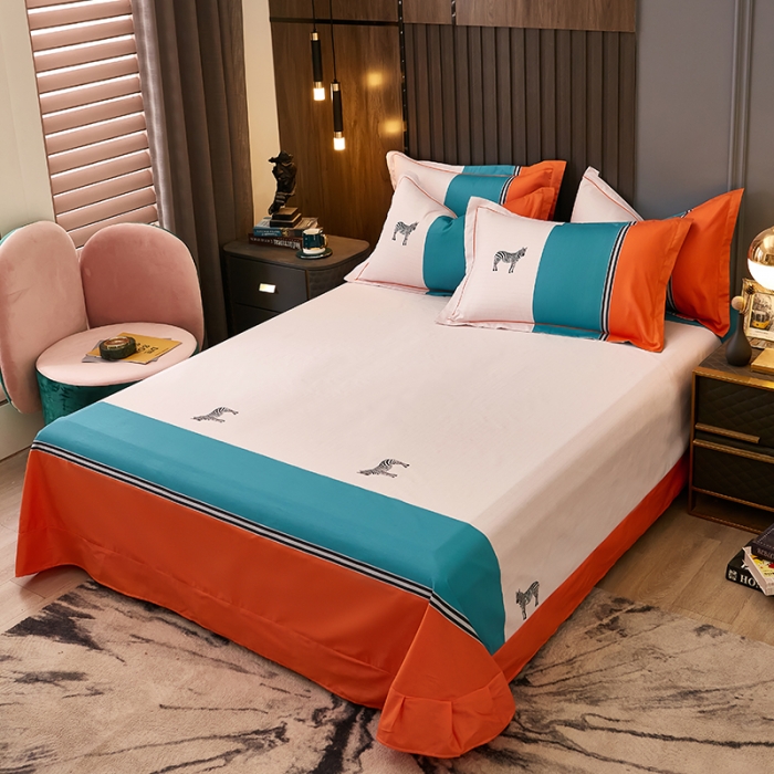 91家纺网 家纺一手货源 找家纺 雲归梦2021全棉大版生态磨毛四件套格条花型第1批皇家浪漫兰