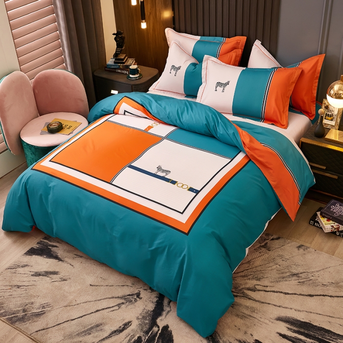 91家纺网 家纺一手货源 找家纺 雲归梦2021全棉大版生态磨毛四件套格条花型第1批皇家浪漫兰