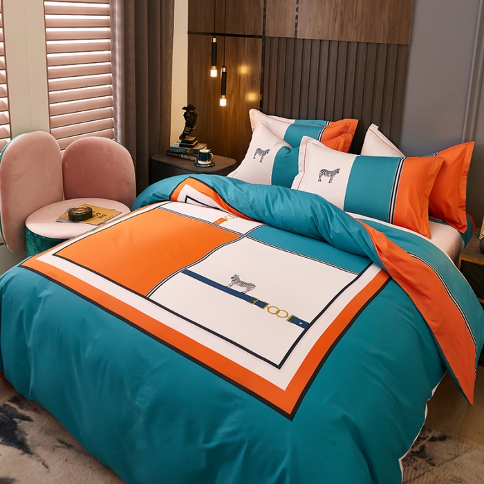 91家纺网 家纺一手货源 找家纺 雲归梦2021全棉大版生态磨毛四件套格条花型第1批皇家浪漫兰