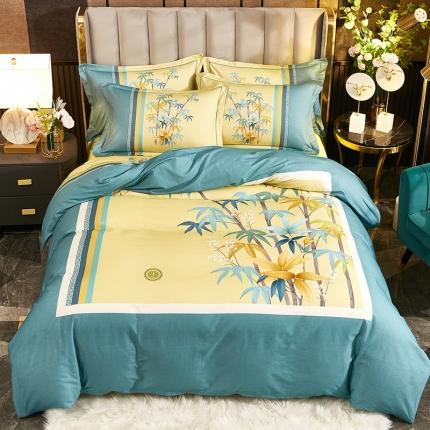 91家纺网 家纺一手货源 找家纺 雲归梦2021全棉大版生态磨毛四件套花卉花型第1批 爱情叶绿