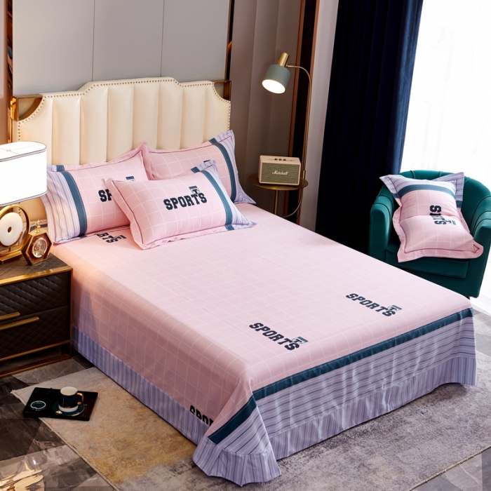 91家纺网 家纺一手货源 找家纺 雲归梦2021全棉大版生态磨毛四件套格条花型第1批 假日时光