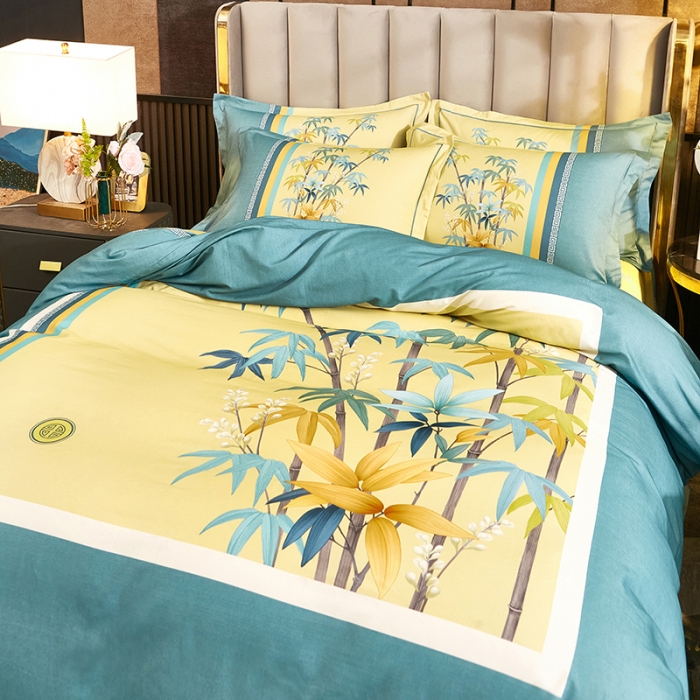 91家纺网 家纺一手货源 找家纺 雲归梦2021全棉大版生态磨毛四件套花卉花型第1批 爱情叶绿