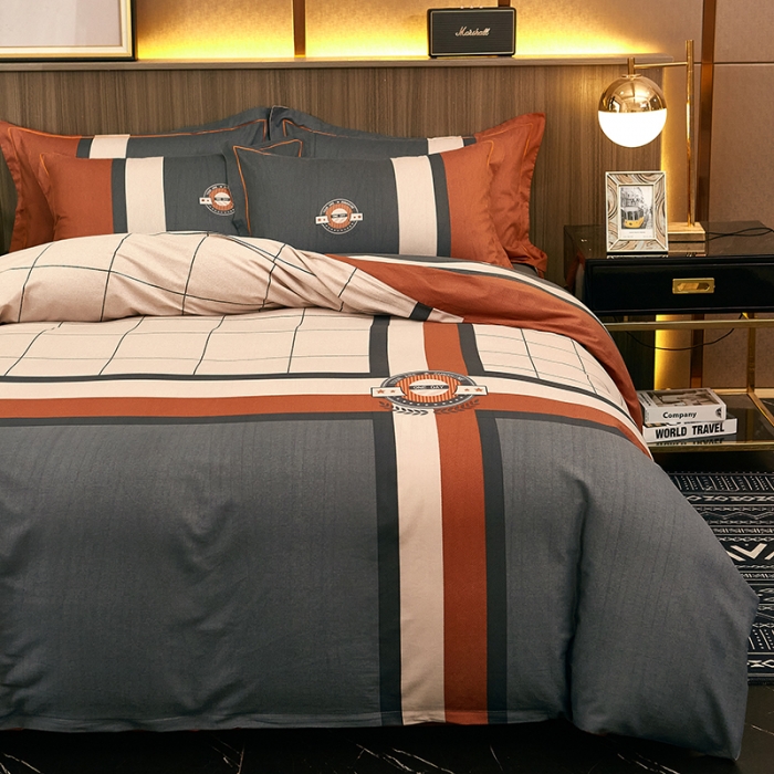 91家纺网 家纺一手货源 找家纺 雲归梦2021全棉大版生态磨毛四件套格条花型第1批 简希