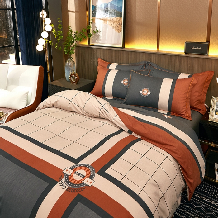 91家纺网 家纺一手货源 找家纺 雲归梦2021全棉大版生态磨毛四件套格条花型第1批 简希