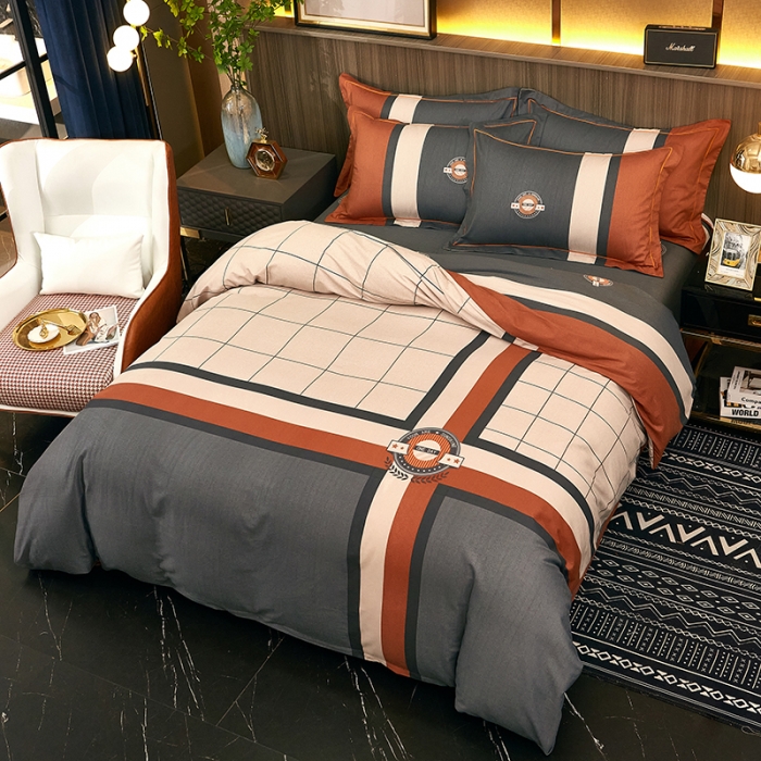 91家纺网 家纺一手货源 找家纺 雲归梦2021全棉大版生态磨毛四件套格条花型第1批 简希