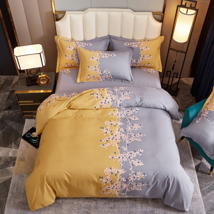 91家纺网 家纺一手货源 找家纺 雲归梦2021全棉大版生态磨毛四件套花卉花型第1批 碧影