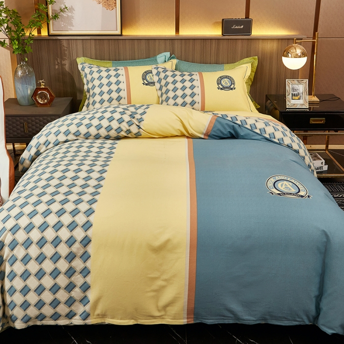 91家纺网 家纺一手货源 找家纺 雲归梦2021全棉大版生态磨毛四件套格条花型第1批 卡特轮兰