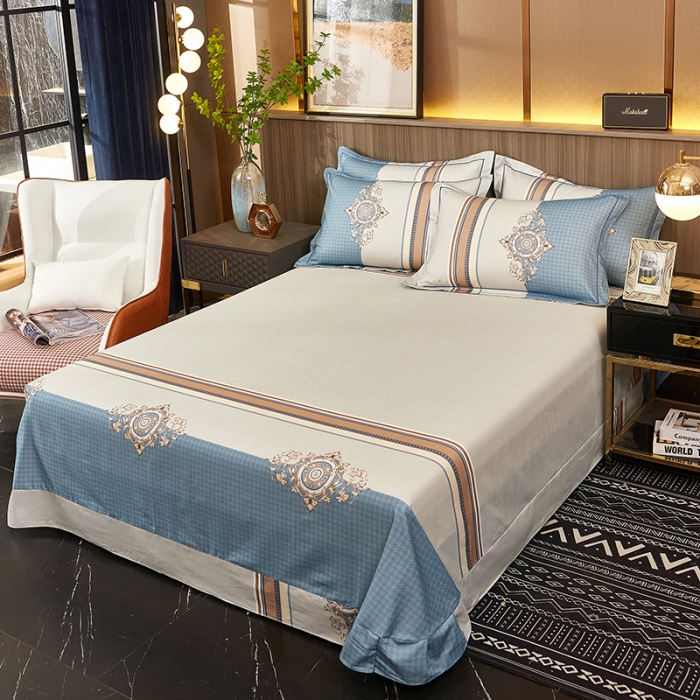 91家纺网 家纺一手货源 找家纺 雲归梦2021全棉大版生态磨毛四件套格条花型第1批 罗锦