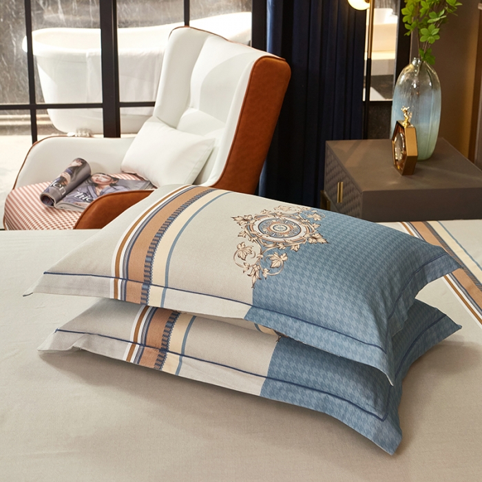 91家纺网 家纺一手货源 找家纺 雲归梦2021全棉大版生态磨毛四件套格条花型第1批 罗锦